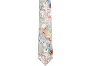 4028386653364 - Prince BOWTIE Krawatte Seide-Baumwoll-Gemisch floral für Herren grau OneSize