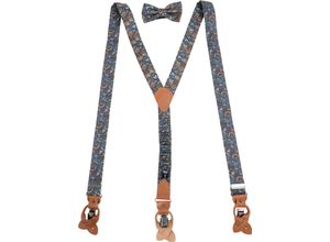 4028386666883 - Prince BOWTIE Hosenträger und Fliegen Set Seide für Herren blau OneSize