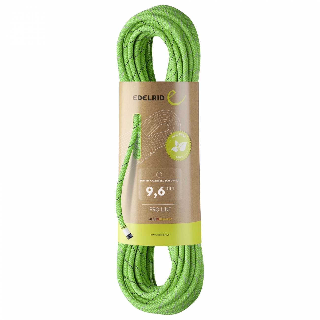 4028545155937 - Kletterseil Tommy Caldwell Eco Dry DT 96mm 80M Neongrün wasserabweisend PFC-frei