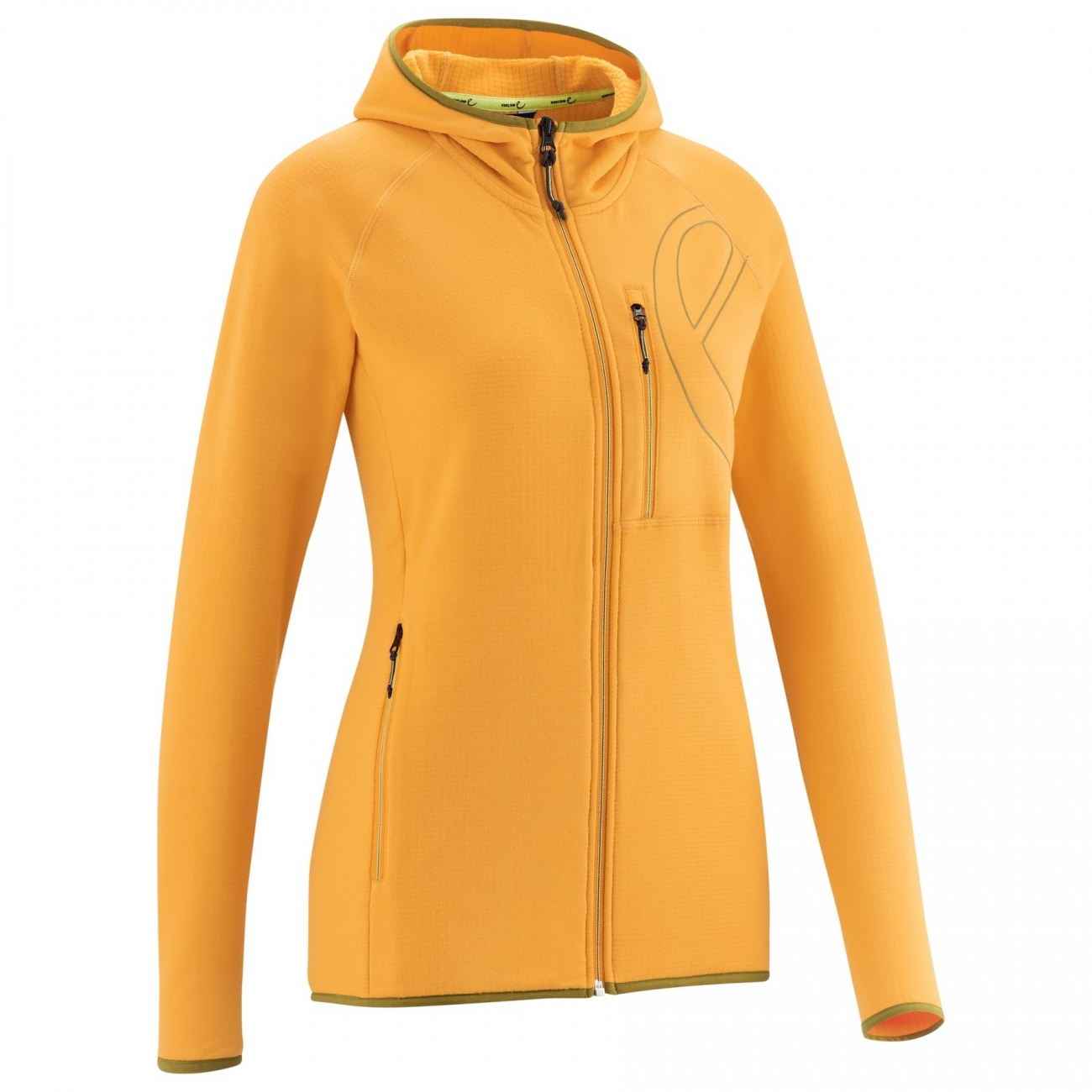 4028545187068 - Technische WO NEST Fleecejacke Leicht Thermisch Stretch Recycelt Kapuze Marigold L