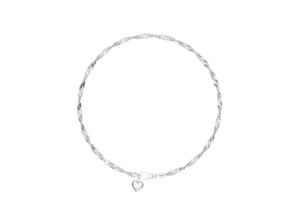 4028576573687 - Fußkette mit Anhänger FIRETTI Schmuck Geschenk Silber 925 Körperschmuck Herz+LIEBE Singapurkette Fußkettchen Gr Silber 925 (Sterlingsilber) silberfarben