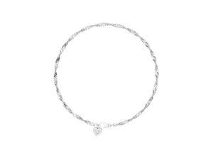 4028576576565 - Fußkette mit Anhänger FIRETTI Schmuck Geschenk Silber 925 Körperschmuck Herz+LIEBE Singapurkette Fußkettchen Gr Silber 925 (Sterlingsilber) silberfarben (silberfarben kristallweiß kristallweiß) mit Zirkonia (synth)