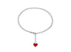 4028576857022 - Fußkette mit Anhänger FIRETTI Schmuck Geschenk Silber 925 Körperschmuck Ankerkette Fußkettchen Gr Silber 925 (Sterlingsilber) bunt (silberfarben rot) mit Lack