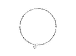 4028576981697 - Fußkette mit Anhänger FIRETTI Schmuck Geschenk Silber 925 Körperschmuck Herz+LIEBE Singapurkette Fußkettchen Gr Silber 925 (Sterlingsilber) silberfarben (silberfarben rhodiniert)