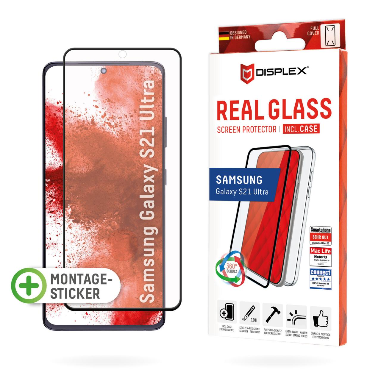 4028778112394 - Displex Full Cover Real Glass + Case für Samsung Galaxy S21 Ultra 5G