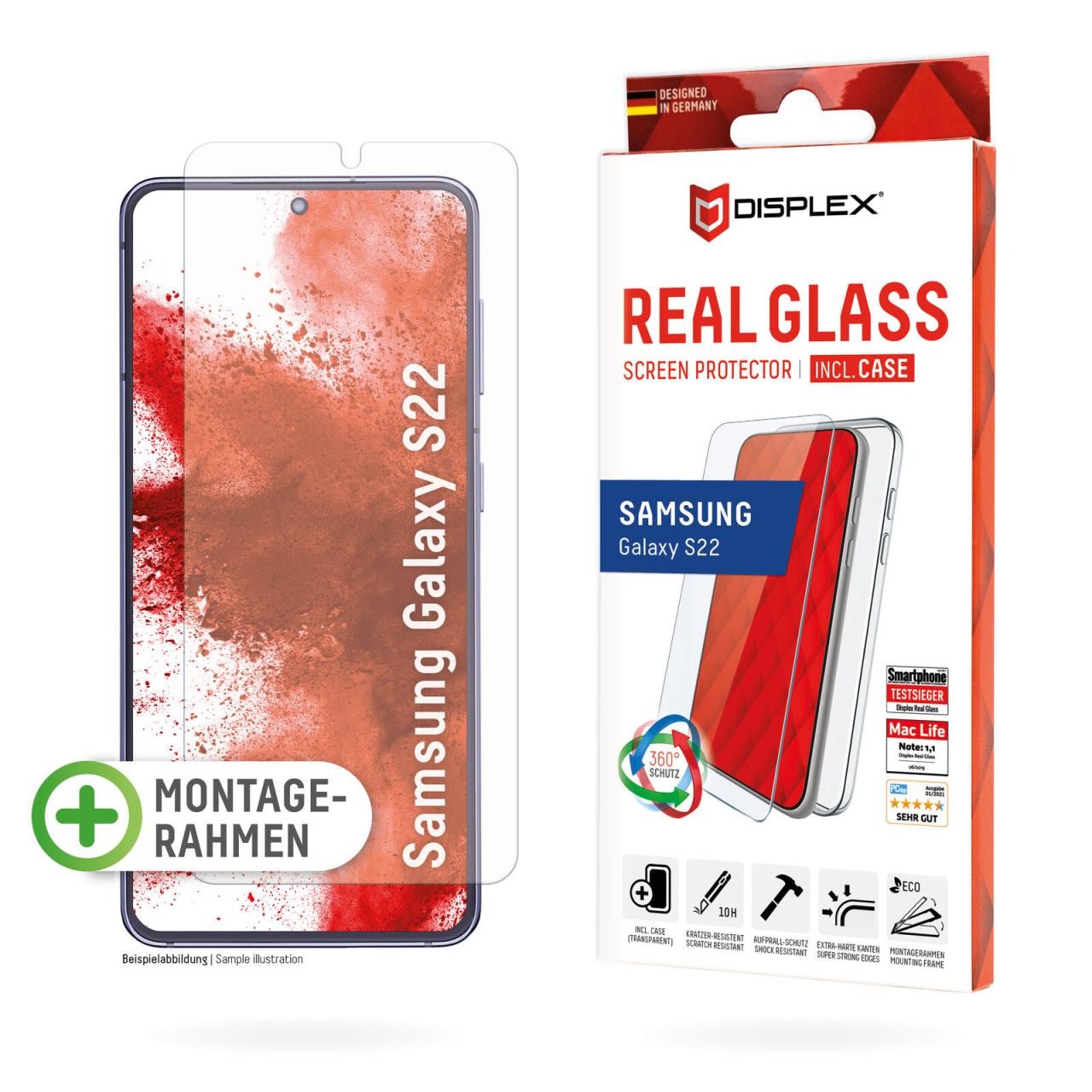 4028778116163 - Displex Real Glass + Case Schutzset für Samsung Galaxy S22