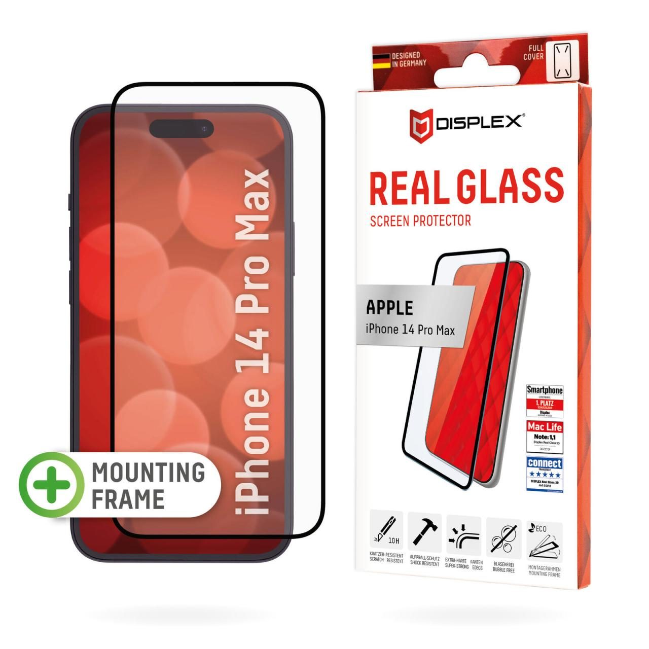 4028778118204 - 0 DISPLEX Panzerglas (10H) für Apple iPhone 14 Pro Max Eco-Montagerahmen Full Cover
