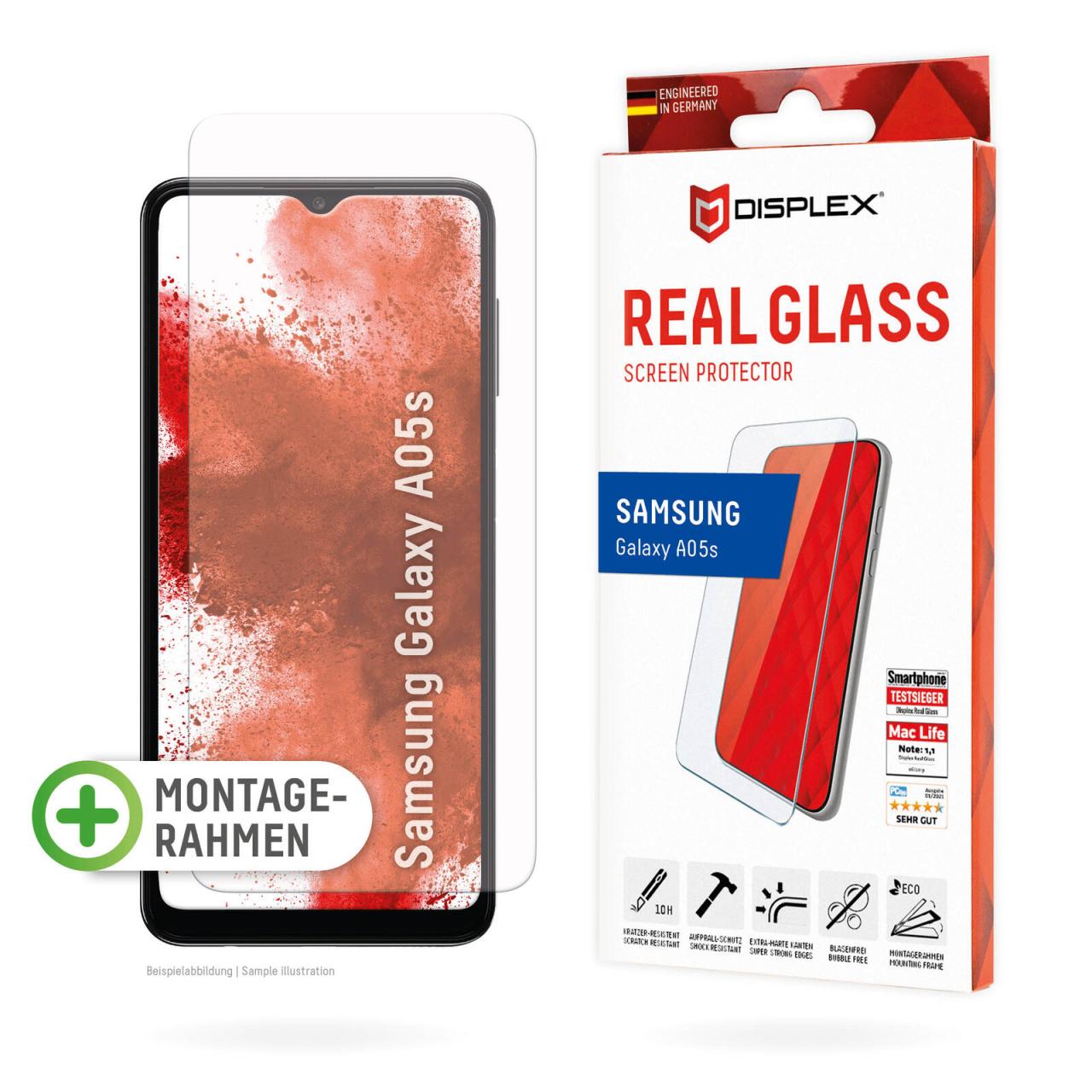 4028778121556 - 0 DISPLEX Panzerglas (10H 2D) für Samsung Galaxy A05s Eco-Montagerahmen kratzer-resistent