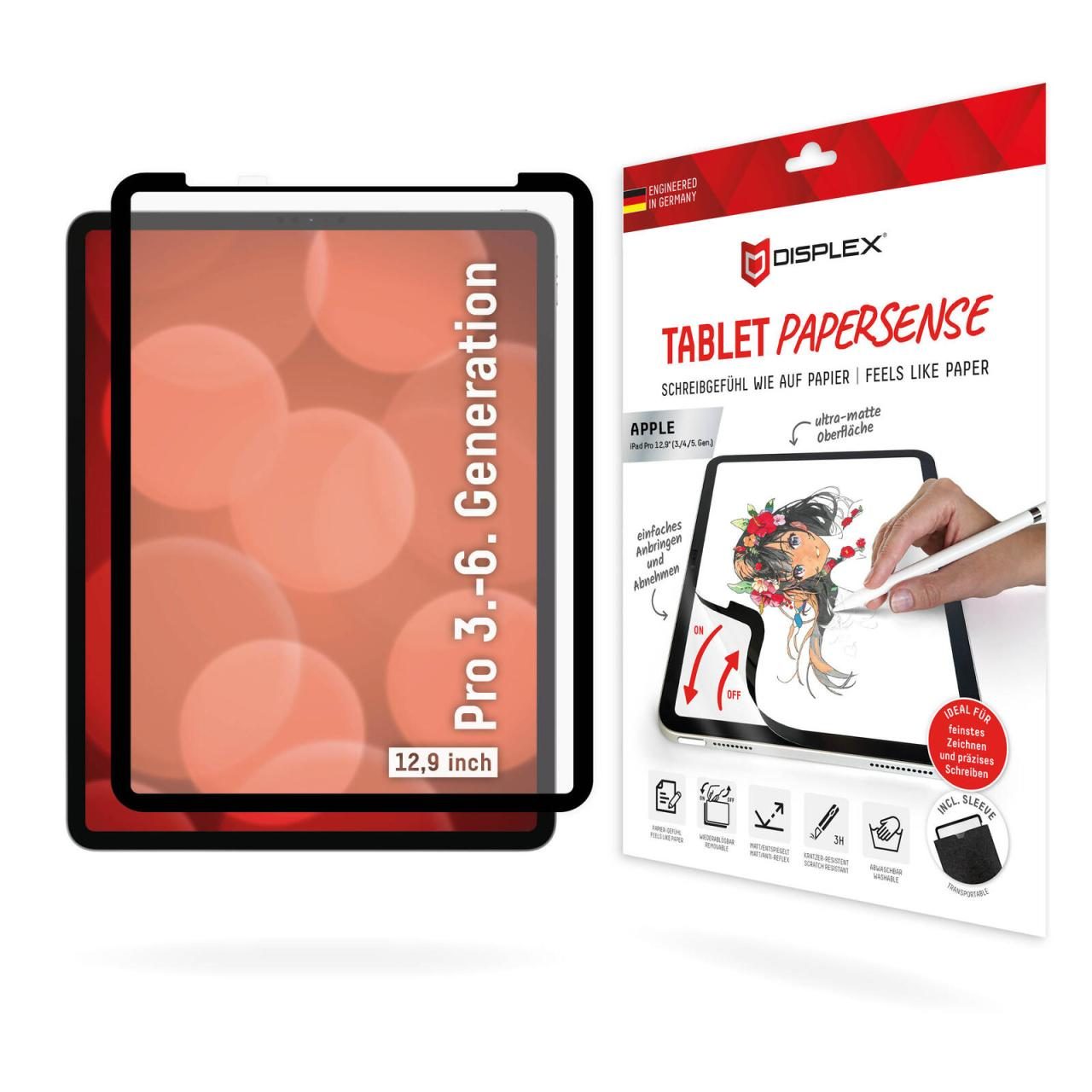 4028778121631 - 0 DISPLEX TABLET PAPERSENSE für iPad Pro 129 (3 4 5 6 Gen) wiederablösbare Schreibfolie und Zeichenfolie mit Pape