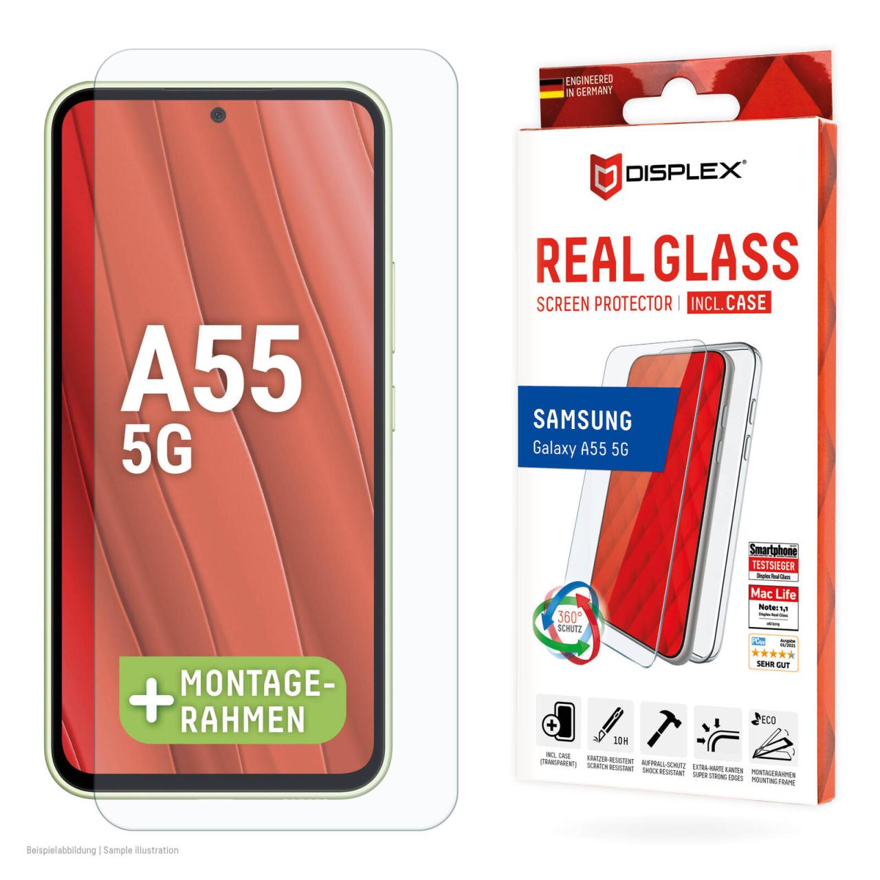 4028778122713 - DISPLEX Panzerglas (10H) + Schutzhülle für Samsung Galaxy A55 5G