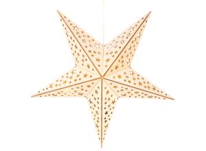 4028998016366 - IC WINTERWORLD LED Stern Weihnachtsstern beige (natur) 10 Ø 40cm Leuchten aus Holz mit Lichterkette Weihnachtsdeko