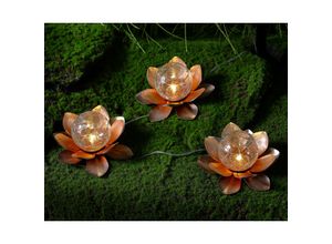 4028998048527 - I-Glow LED-Solar Lotusblume - 3er Set - Orange-Gold