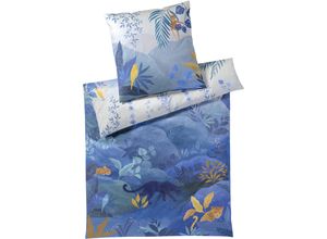 4029058131111 - Bettwäsche ELEGANTE Fairytale Gr B L 135 cm x 200 cm (1 St) B L 80 cm x 80 cm (1 St) Mako-Satin blau (nachtblau camel) Bettwäsche 135x200 cm angenehmes Hautgefühl