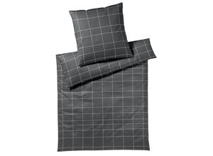 4029058290139 - Bettwäsche ELEGANTE Cross Gr B L 135 cm x 200 cm 1 St 1 St Mako-Satin B L 80 cm x 80 cm grau (basalt) angenehmes Hautgefühl