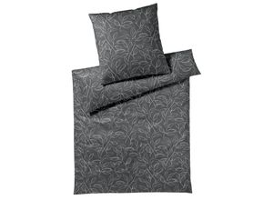 4029058296957 - Bettwäsche ELEGANTE Floral Gr B L 135 cm x 200 cm 1 St 1 St Mako-Satin B L 80 cm x 80 cm grau (basalt) angenehmes Hautgefühl