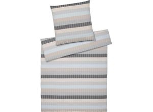 4029058939250 - Bettwäsche ELEGANTE Gotland Gr B L 155 cm x 220 cm (1 St) B L 80 cm x 80 cm (1 St) Seersucker grau (grau sand) Seersucker-Bettwäsche angenehmes Hautgefühl