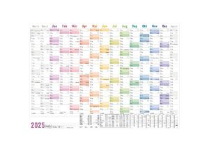 4029357084767 - Wandkalender 2025 A1+ [Rainbow] 89cm x 63cm gefalzt mit Extra A4-Übersicht Eurolochung