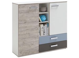 4029494084576 - Fmd Mobel - Kommode Sideboard Higboard Stauraumkommode ca 120 cm Nona 4 Sandeiche Nb   b