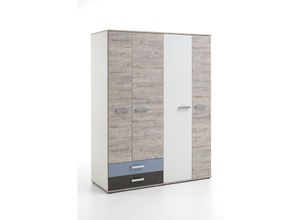 4029494084620 - Fmd Mobel - Kleiderschrank Drehtürenschrank Stauraumschrank Jugendschrank Sandeiche Nb   