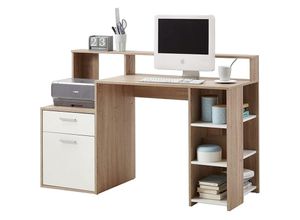 4029494097415 - Schreibtisch PC-Tisch Bürotisch Arbeitstisch ca 135 cm FMD BOLTON Eiche Säger