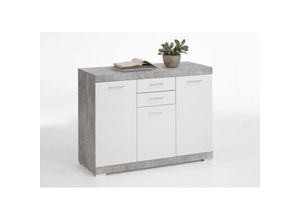 4029494102614 - Fmd Mobel - Kommode Beistellkommode Sideboard bristol 3 xl 50 cm Tiefe Beton grau Edelglan