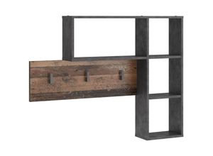 4029494123435 - Wandgarderobe 4 Offene Fächer Anthrazit und Dunkelbraun Anthrazit