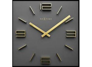 4029665223001 - Xxxl Wanduhr  Grau Gold  Holz  345x345x4 cm  RoHS CE  3D-Zahlen  Dekoration Uhren Wanduhren