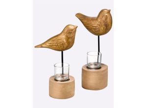 4029686370128 - HEINE HOME Kerzenhalter beige (natur) B H T 16cm x 30 + 25cm x 12cm Kerzenhalter