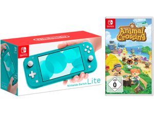 4029686448735 - NINTENDO SWITCH Konsolen-Set Lite Spielekonsolen inkl Animal Crossing blau (türkis) Switch