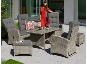 4029686469709 - KONIFERA Garten-Essgruppe Monaco  Polyrattan Aluminium Rückenlehne verstellb