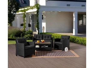 4029686472495 - KONIFERA Gartenlounge-Set St Tropez  Polyrattan Stahl Ablage unter dem Tisc