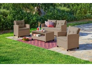 4029686472556 - KONIFERA Gartenlounge-Set Lorca  Polyrattan Ablagefläche unter dem Tisch