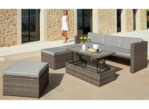 4029686472686 - KONIFERA Gartenlounge-Set Lagos Premium (13-tlg) 3er-Sofa 3 Hocker Tisch Po