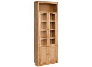 4029686622067 - Home affaire Bücherregal »Soeren Vitrine mit 2 Glastüren Breite Tiefe 80 220 cm« Kiefer massiv Tiefe 29 cm 2 Holz- und 2 Türen mit Klarglas- Einsatz