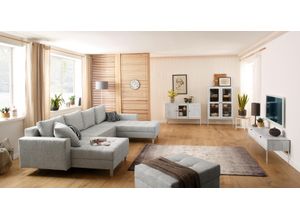 4029686693357 - Lowboard HOME AFFAIRE Freya Sideboards Gr B H T 140 cm x 45 cm x 40 cm beige (creme weiß) Lowboards mit 2 Klappen Metallgriffen aus Massivholz Breite 140 cm