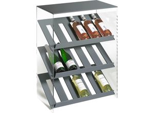 4029686757370 - Weinregal PLACES OF STYLE Remus Regale Gr B H T 60 cm x 80 cm x 35 cm grau (klar dunkelgrau) Ständer Halterungen Haken Regale aus Acrylglas