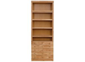 4029686791381 - Bücherregal HOME AFFAIRE Soeren Regale Gr B H T 80 cm x 220 cm x 29 cm 5 St braun (eiche) Bücherwand Möbel Regal Standregal Standregale Regale aus massiver Kiefer in 2 Höhen Tiefe 29 cm mit 5 Schubkästen