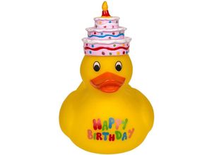 4029811340200 - Out Of The Blue - Badeente Happy Birthday Quietscheente multicolor 100 % Vinyl im Polybeutel