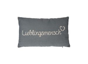 4029811363278 - Deko Kissen Lieblingsmensch 30x50cm grau