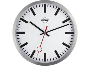 4030275000418 - Wanduhr aus geschliffenem Aluminium Funkuhrwerk Ø 300 mm Zifferblatt weiß