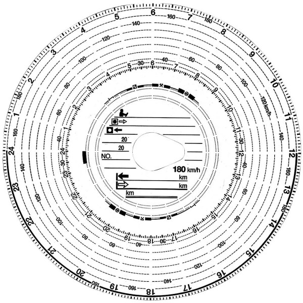 4030313801007 - Diagrammscheibe 3103 für Automatic-Tachografen Tachoscheibe 180 km h Automatik 12cm 4030313801007 3103 100 Stück