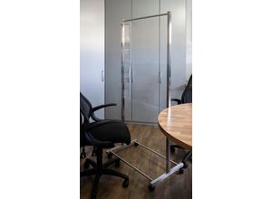 4030511383404 - Stellwand GGG MÖBEL Valentin Stellwände Gr B H T 81 cm x 180 cm x 50 cm farblos (edelstahlfarben transparent) Paravents Breite 81 cm auf Rollen