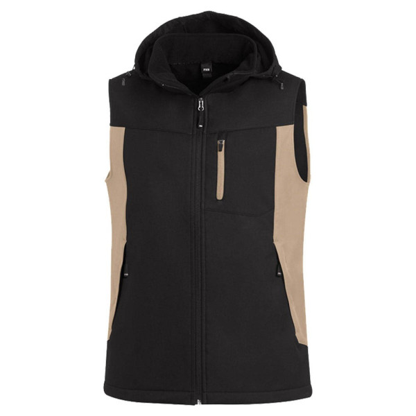 4030646351231 - unisex Softshellweste JUSTUS beige schwarz Größe 5XL