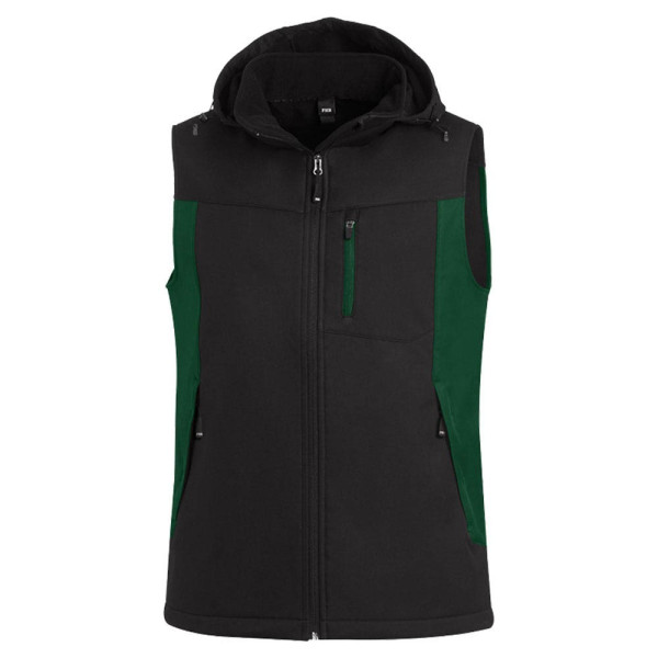 4030646351576 - unisex Softshellweste JUSTUS grün schwarz Größe XS