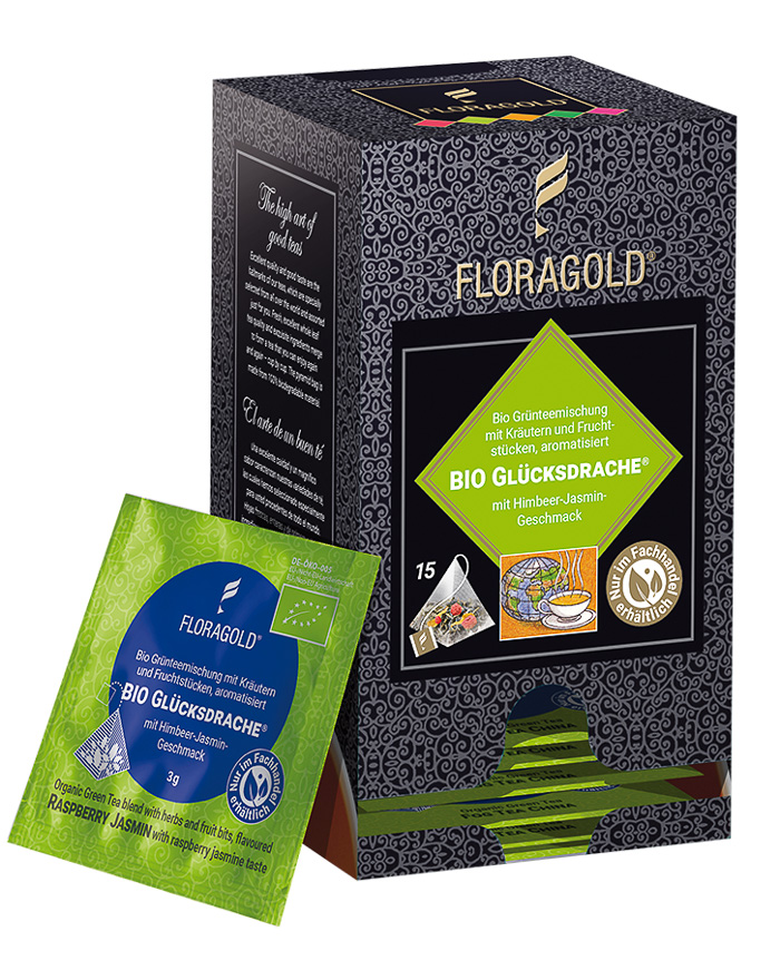 4030683015301 - Bio Grüntee Glücksdrache® Pyramidenbeutel von Floragold 15er Pack 4030683015301 - Bio Grüntee Glücksdrache® Pyramidenbeutel von Floragold 15er Pack