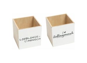 4030758572210 - Freese - Holz-Box lasiert Lieblingsmensch weiß schwarz 12 x 12 x12 cm Holz-Kiste