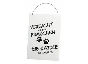 4030758572289 - Freese - Holz-Schild Vorsicht vor den Frauchen weiß schwarz 23 x 16 cm Holz-Schild