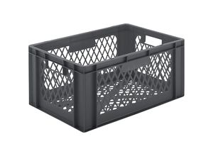 4031022013880 - Euro-Format-Stapelbehälter Wände und Boden durchbrochen LxBxH 600 x 400 x 270 mm grau VE 5 Stk