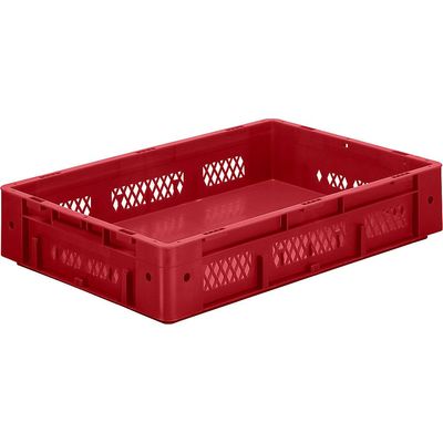 4031022030801 - Schwerlast-Euro-Behälter Polypropylen Volumen 20 l LxBxH 600 x 400 x 120 mm Wände durchbrochen Boden geschlossen rot VE 2 Stk