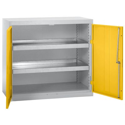 4031068146351 - Umweltschrank ohne Türlochung HxBxT 900 x 1000 x 500 mm 2 Wannenböden lichtgrau   signalgelb